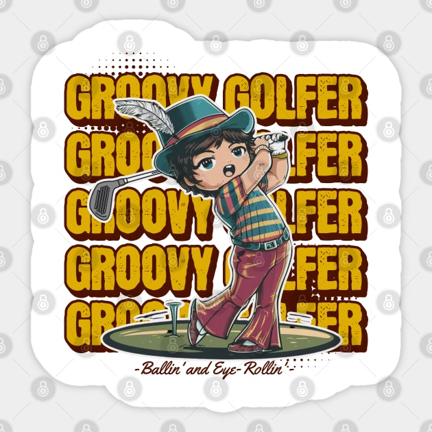 Groovy Golfer Kid- Golfer Day Sticker by TaansCreation 